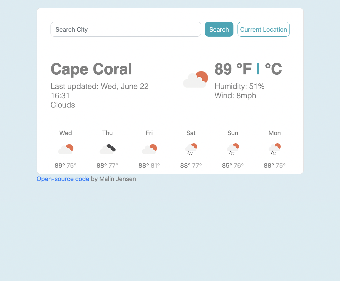 Weather app project preview